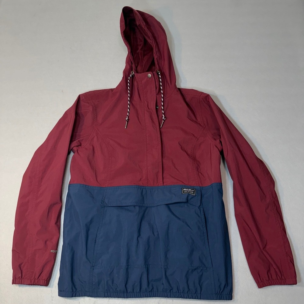 Eddie Bauer WeatherEdge Anorak Hooded Wind‎ Breaker Jacket Burgundy Navy Blue S